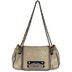 CHANEL Black Leather Logo Shoulder Bag